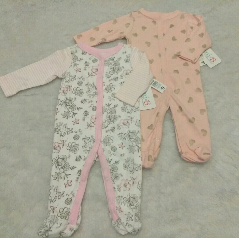 NWT Baby Girl Footed Sleepers 100% Cotton | Mini B